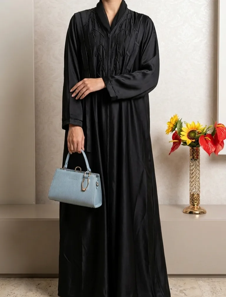 Midnight shawl-collar abaya