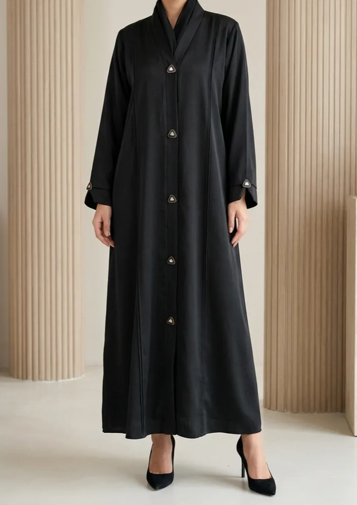 Blazer-collar noir abaya