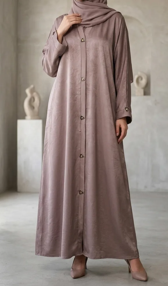 Dusty rose button abaya