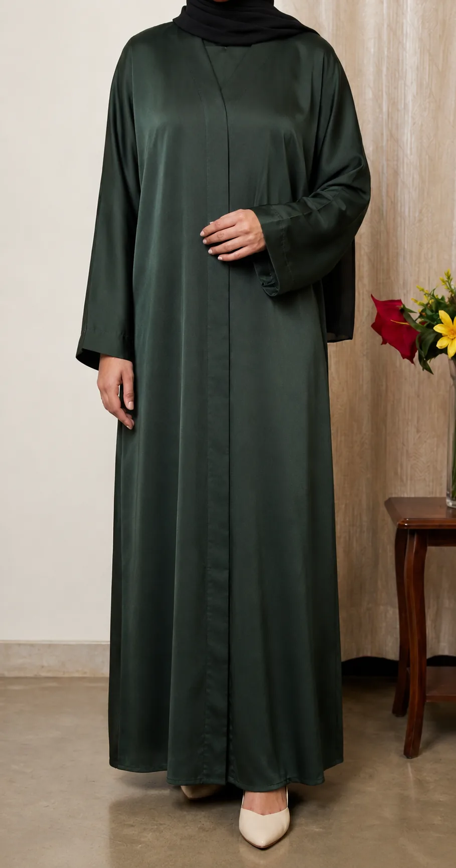 Emerald forest satin abaya