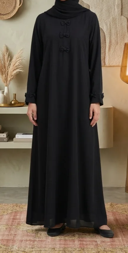 Noir bow detail abaya