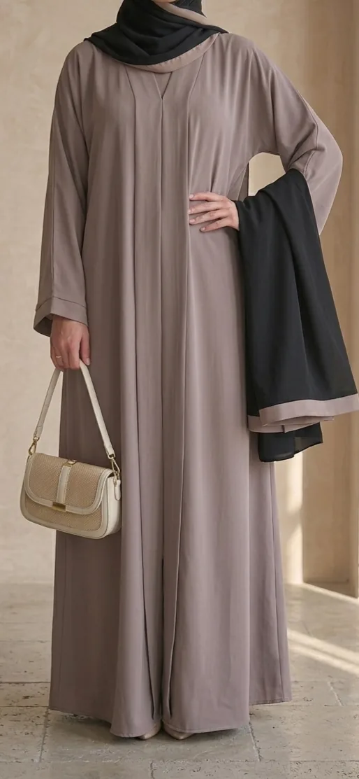 Mauve pleated minimalist abaya