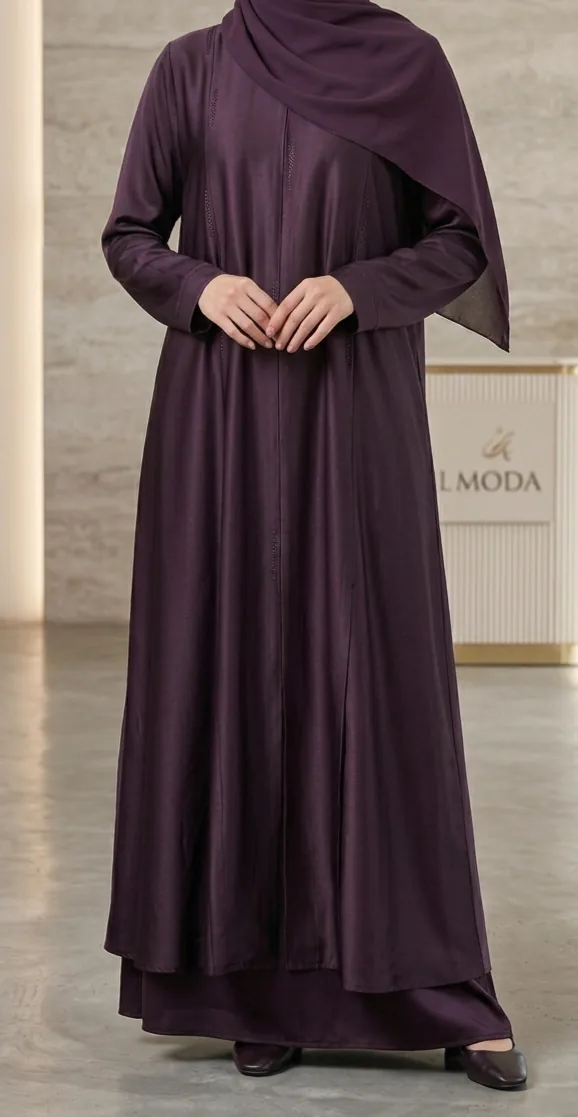 Plum two-piece abaya set